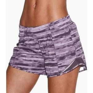 Lululemon Running Hotty Hot Short II Long Size 6 TALL Purple Multi Stripe